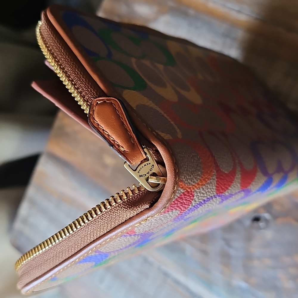 Coach Continental Wallet In Rainbow Signature Canvas Pride Edition - Picture 9 of 11